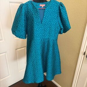 THML Women’s Textured Puff Sleeve Dress with floral Pattern